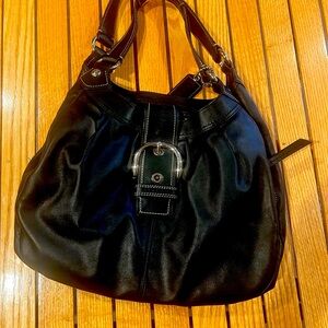 COACH Soho Lynn Black Leather Large Hobo Shoulder Bag #F15075